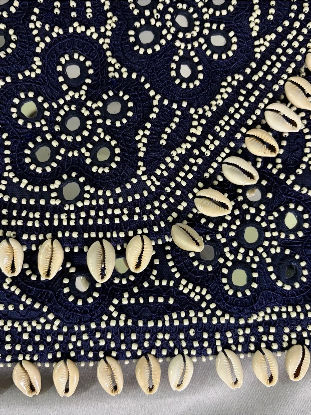 Antik Batik Navy Beaded Shell-Trim Envelope Clutch/Cross Body